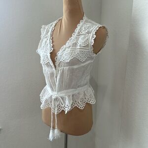 Cleobella white eyelet lace button down top